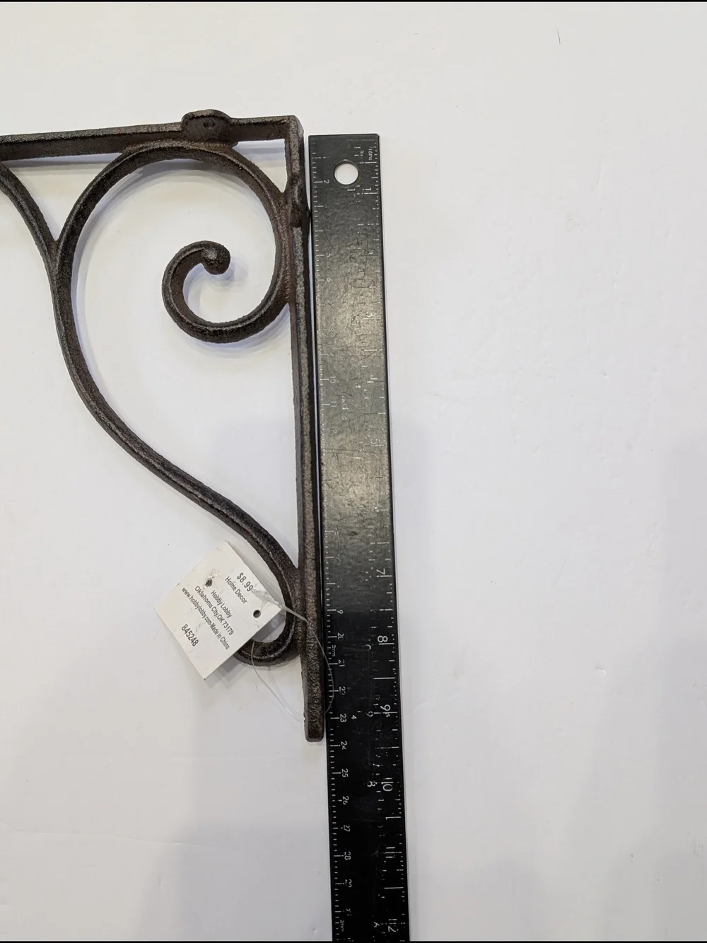 Decorative Iron Scroll Wall Bracket Pair in Dark Brown